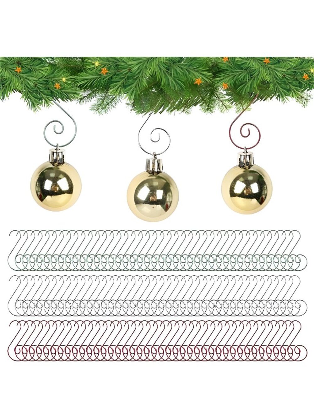 Christmas Ornament Hangers 120Pcs Mix Color Small Metal Decorative Ornament Hook